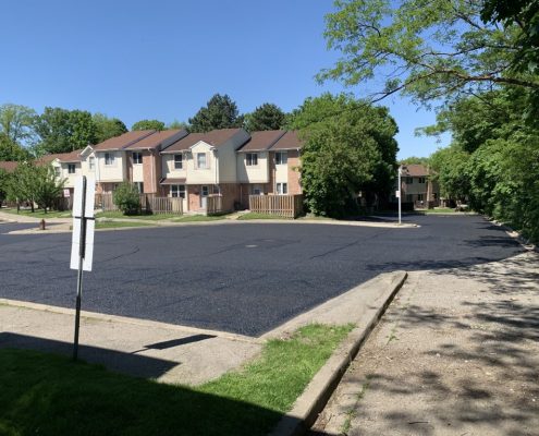 Image depicts a parking lot in NOrth York that has been sealed.