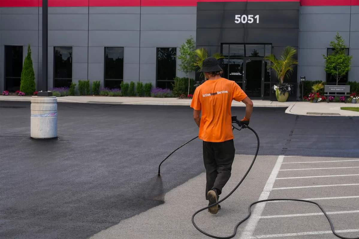 commercial parking lot sealcoating preparation