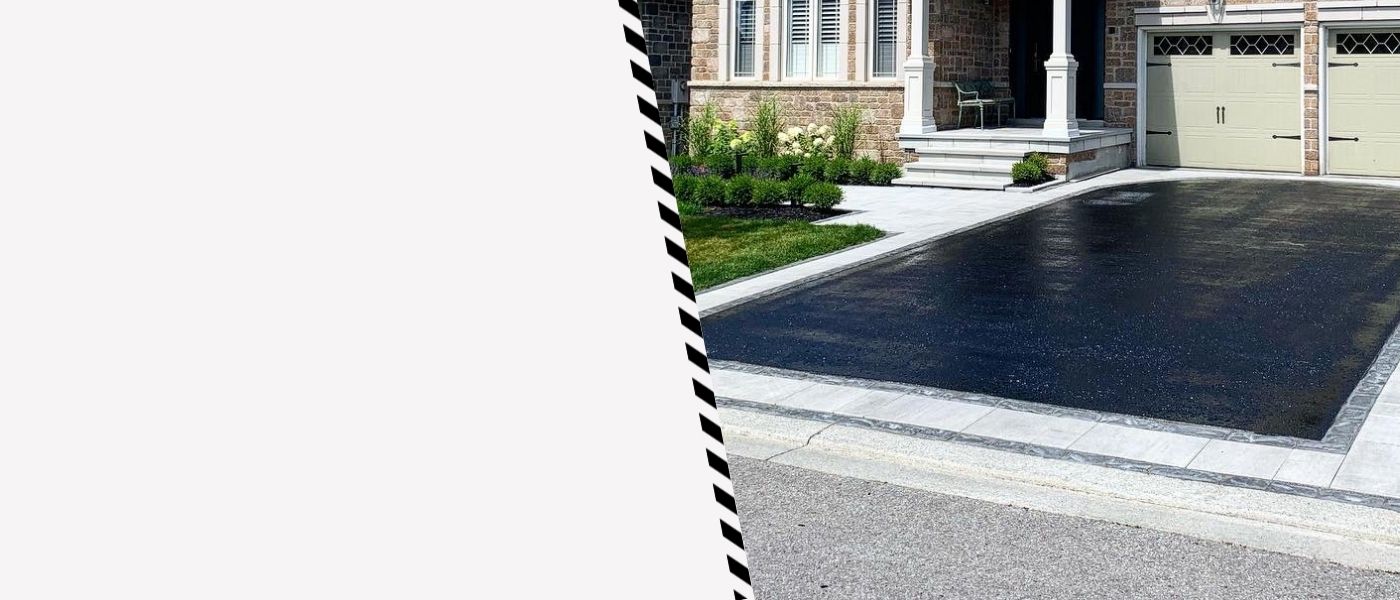 Image depicts a driveway that has been sealed as part of a driveway sealing Schomberg project.
