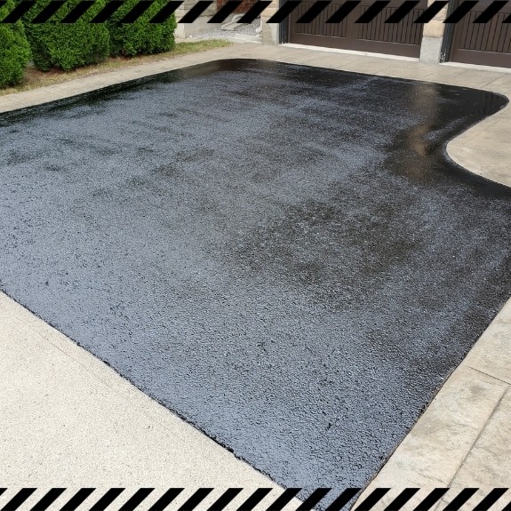 Image depicts a driveway that has been sealed as part of a driveway sealing Newmarket project.